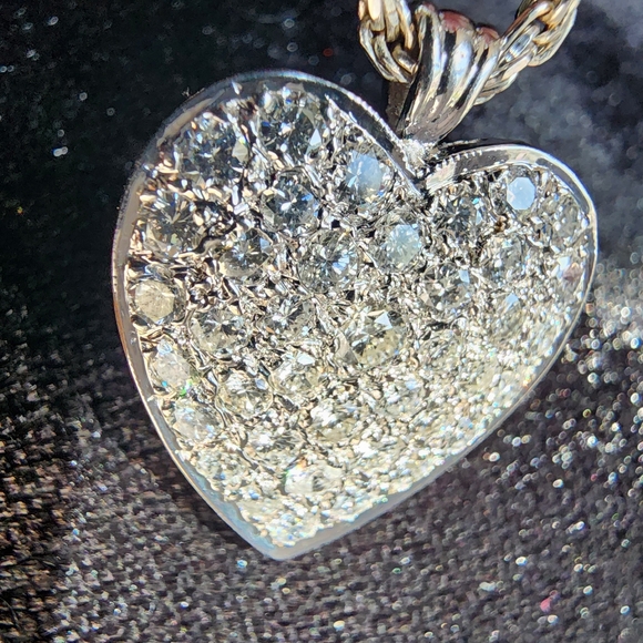 Stunning Vintage 14k White Gold 1.85ctw Diamond Heart Pendant + 16in Rope Chain - Picture 10 of 12
